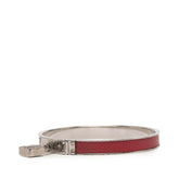 エルメス ケリー カデナ モチーフ バングル シルバー レッド メタル レザー レディース HERMES 【中古】